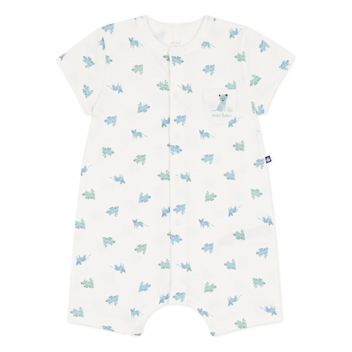 Petit Bateau - Organic Cotton Animal Print Romper | White
