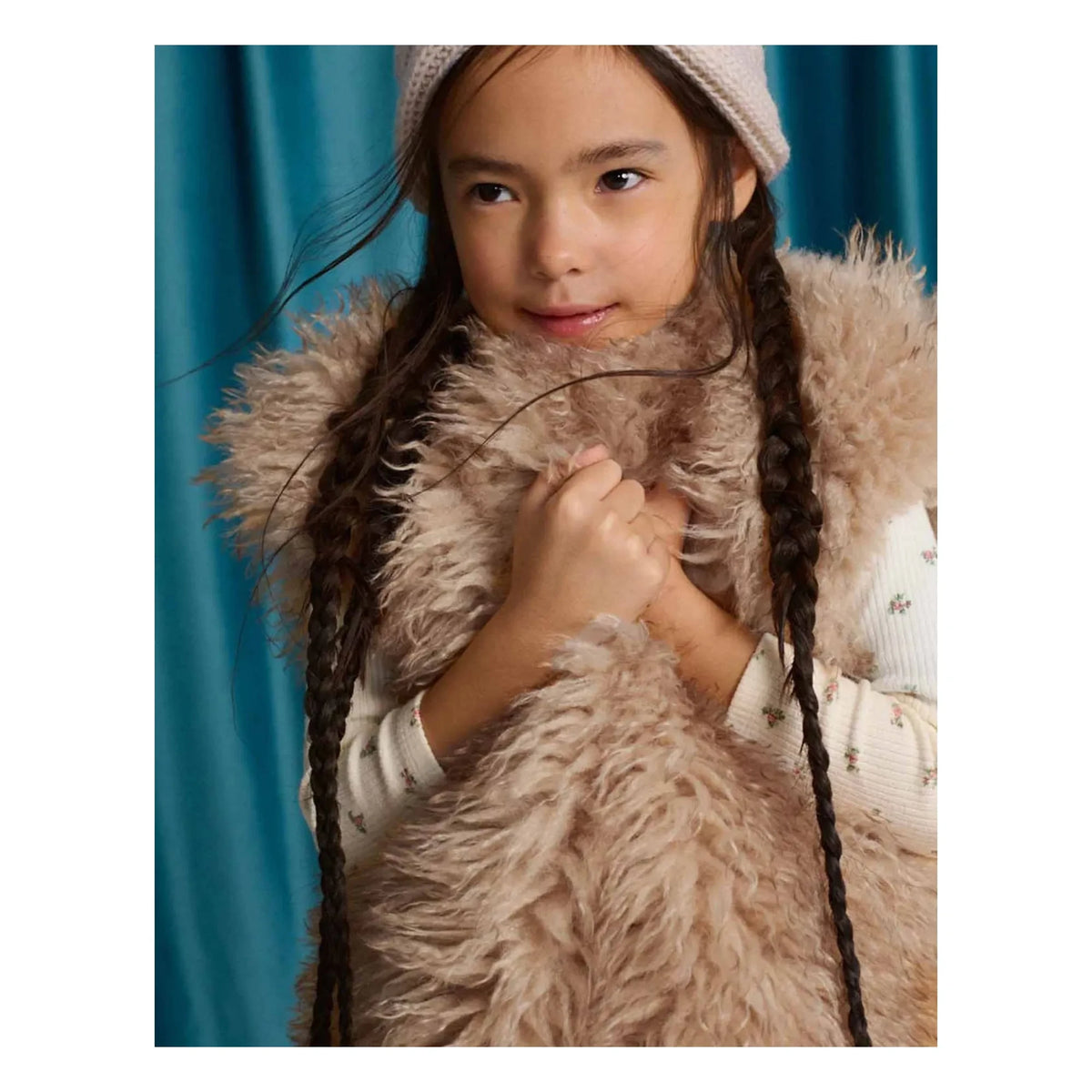 Gingersnaps - Thomasina Sleeveless Faux Fur Jacket | Beige