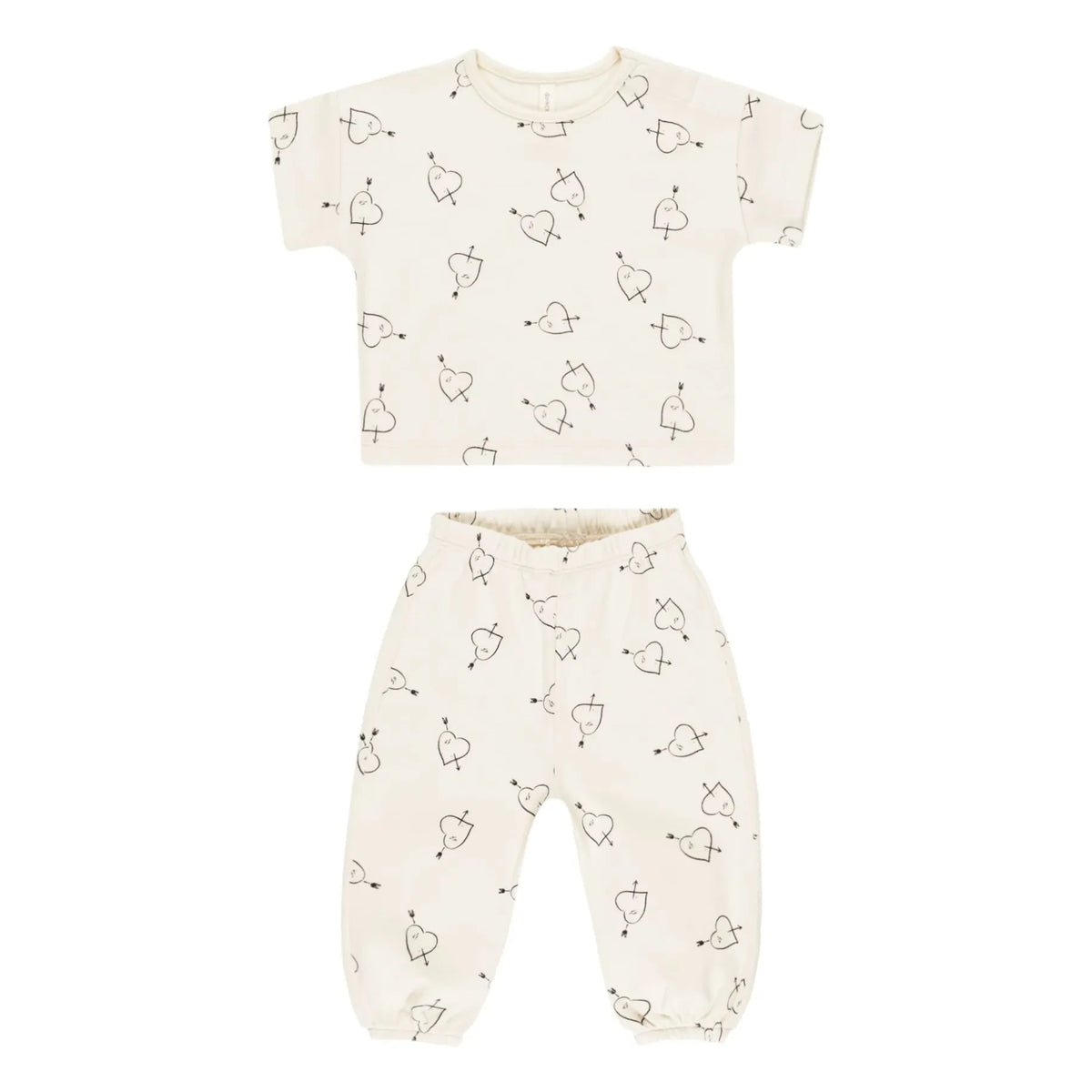 Quincy Mae - Heart T-Shirt and Pants | Ecru
