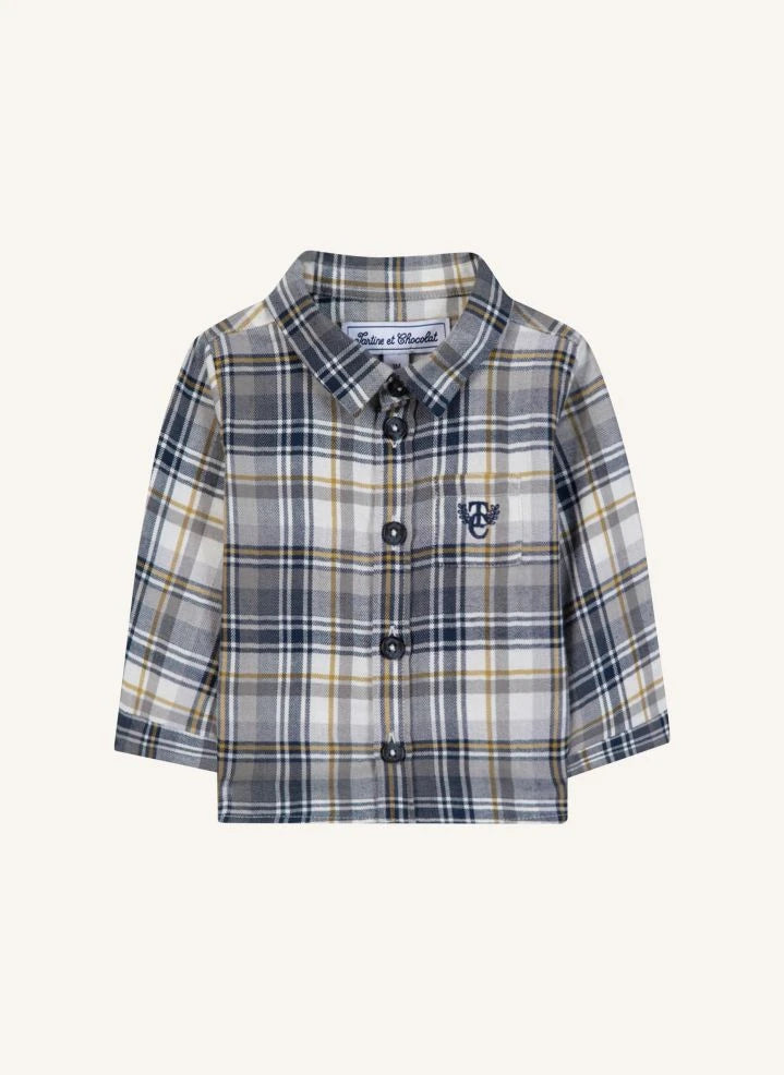 Tartine et Chocolat - Bébé TC Checked Shirt with Pocket | Indigo