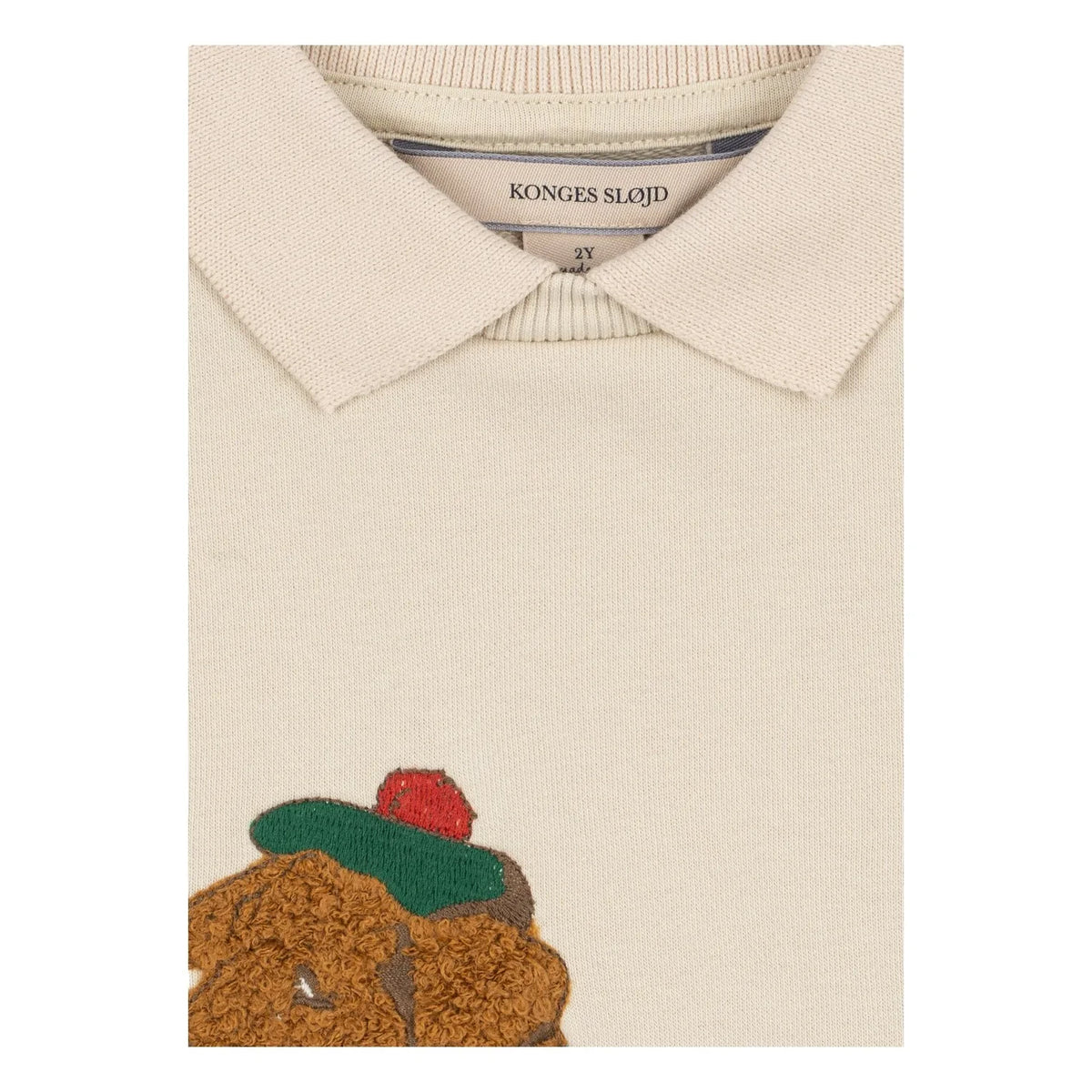 Konges Sløjd - Organic Cotton Dog Print Polo Collar Sweatshirt | Ecru