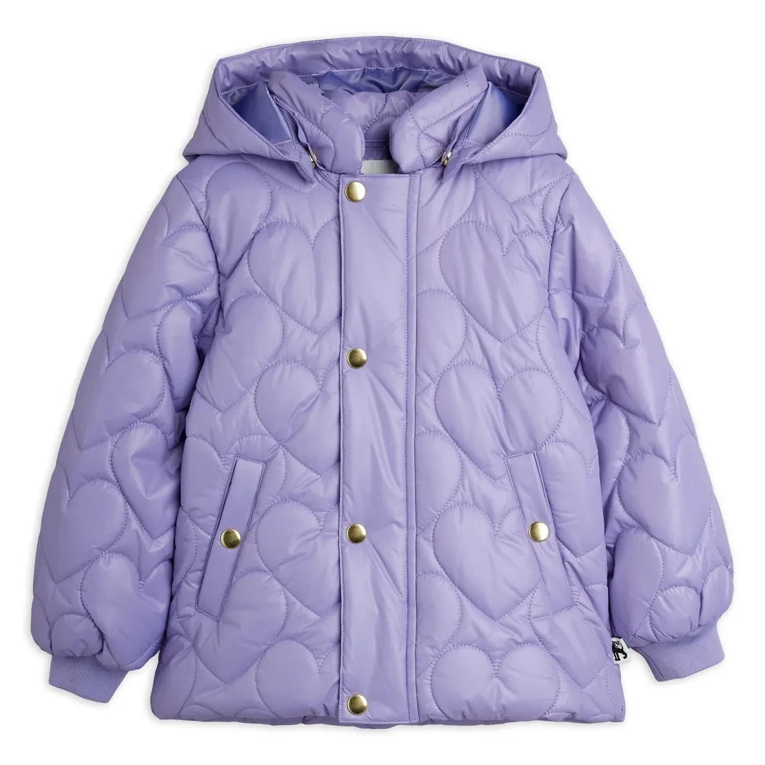 Mini Rodini - Recycled Fiber Heart Patterned Puffer Jacket | Purple