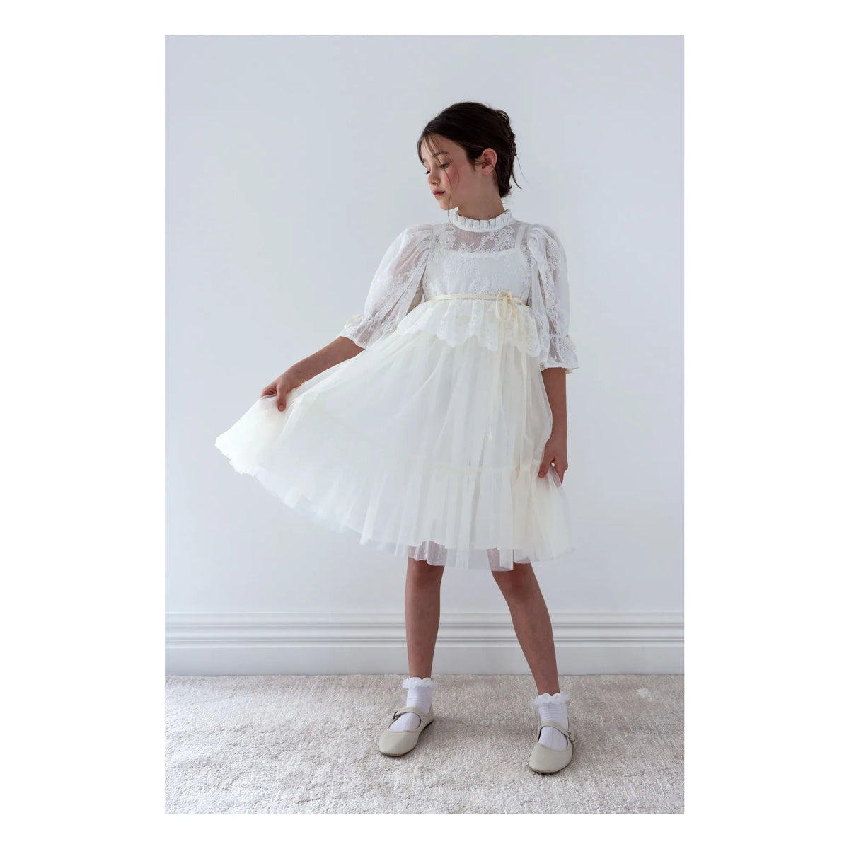 petite Amalie - Tulle Lace Dress | Cream