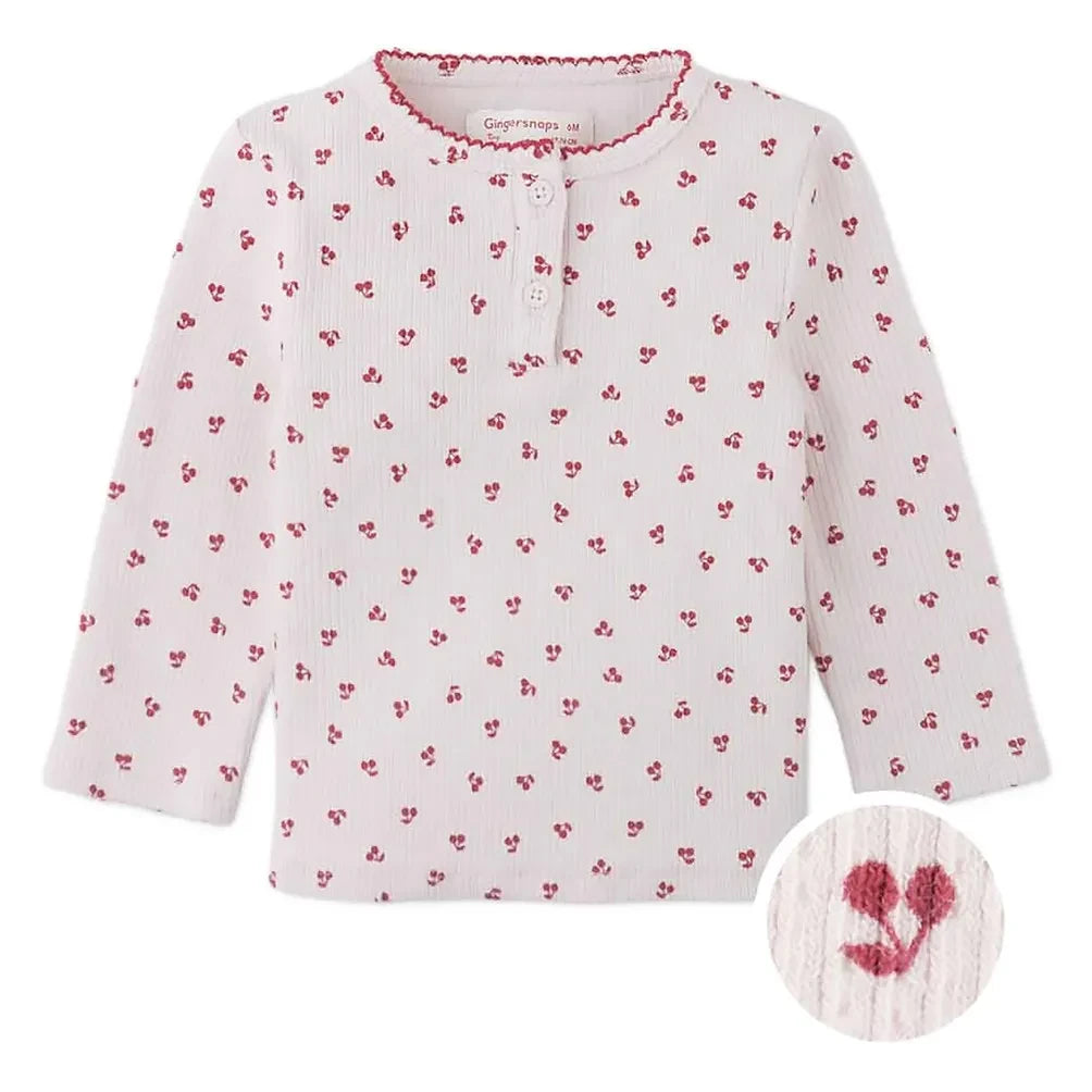 Gingersnaps - Apolinaria Cherry Baby Ribbed T-Shirt | Powder Pink