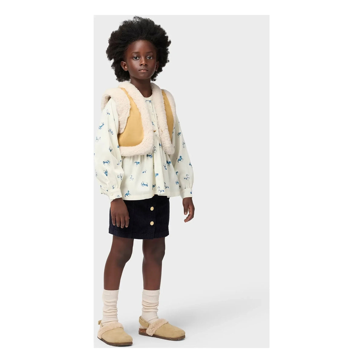 Molo - Rilla Horses Organic Cotton Blouse | White