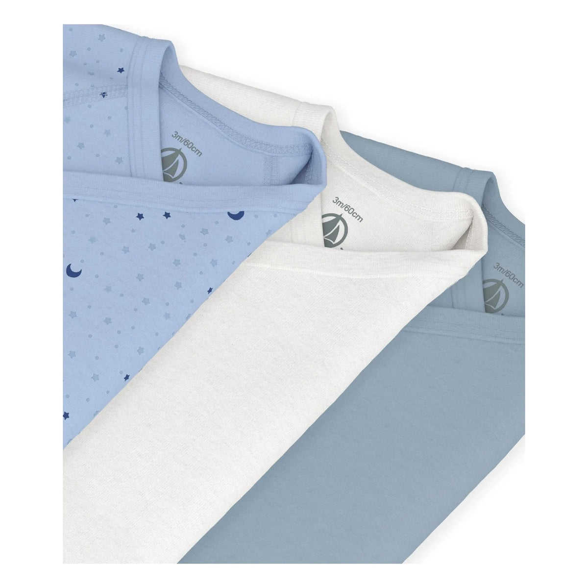 Petit Bateau - 3-Piece Organic Cotton Star Pattern Bodysuit Set | Blue