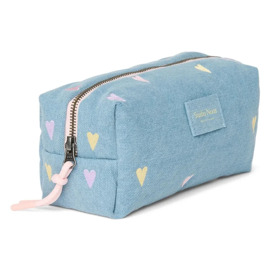 Studio Noos - Hearts Denim Toiletry Bag