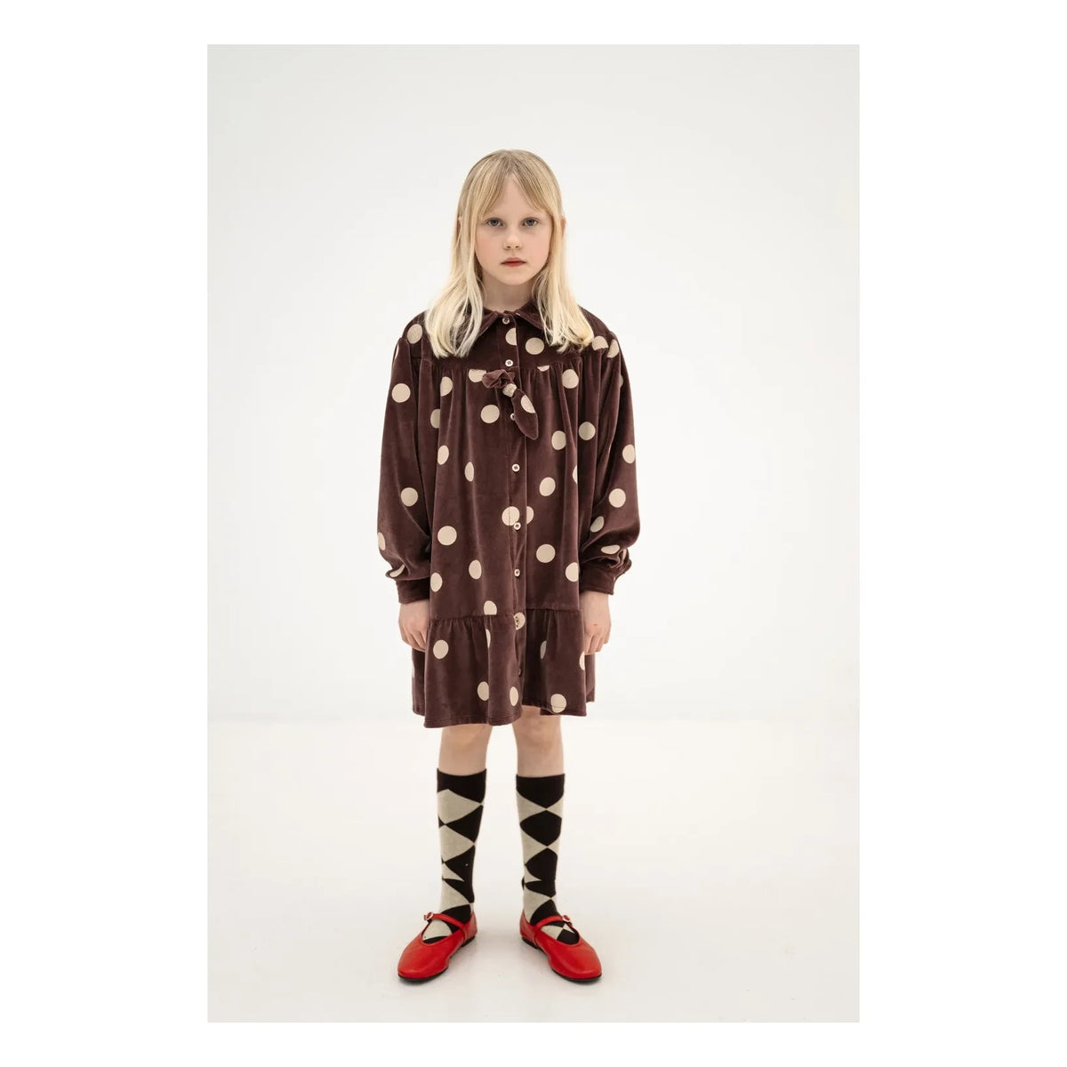 Repose AMS - Organic Cotton Polka Dot Dress | Brown
