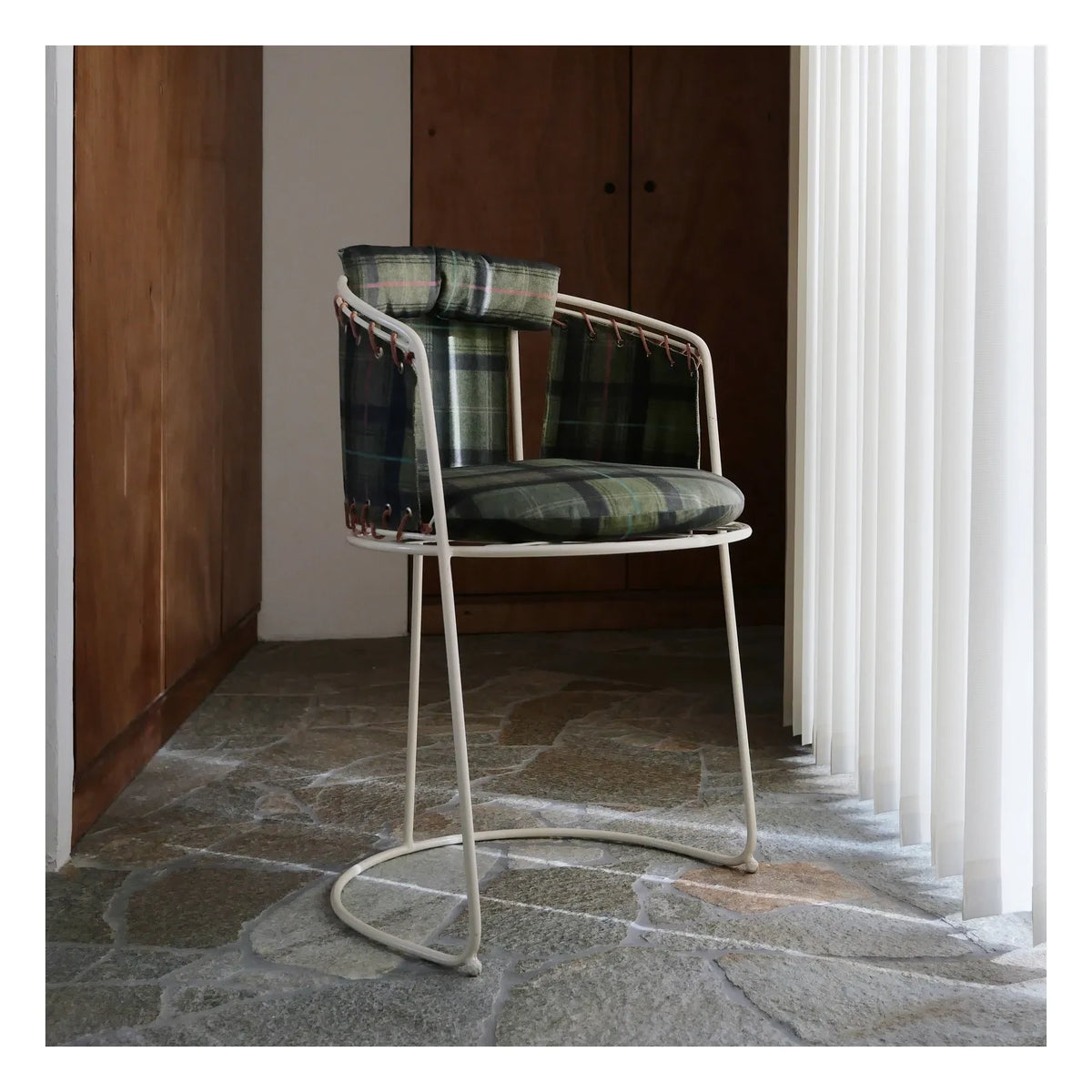 Honoré - Palmer Chair, Checked Velvet | Green