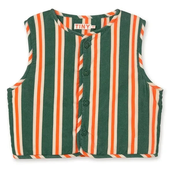 Tinycottons - Striped Ribbed Velvet Sleeveless Jacket | Green
