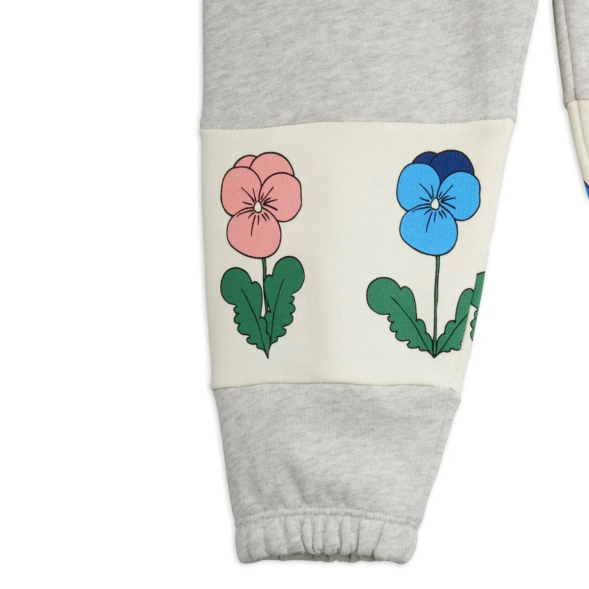 Mini Rodini - Organic Cotton Flower Jogger | Heather Grey