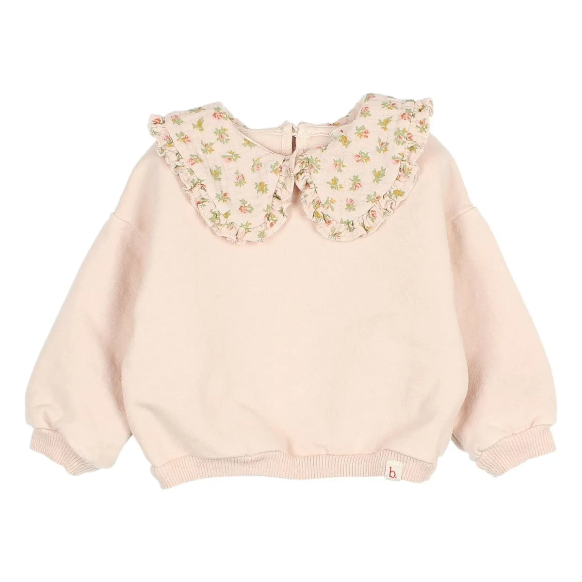 Búho - Organic Cotton Cottage Floral Claudine Collar Baby Sweatshirt | Light Pink
