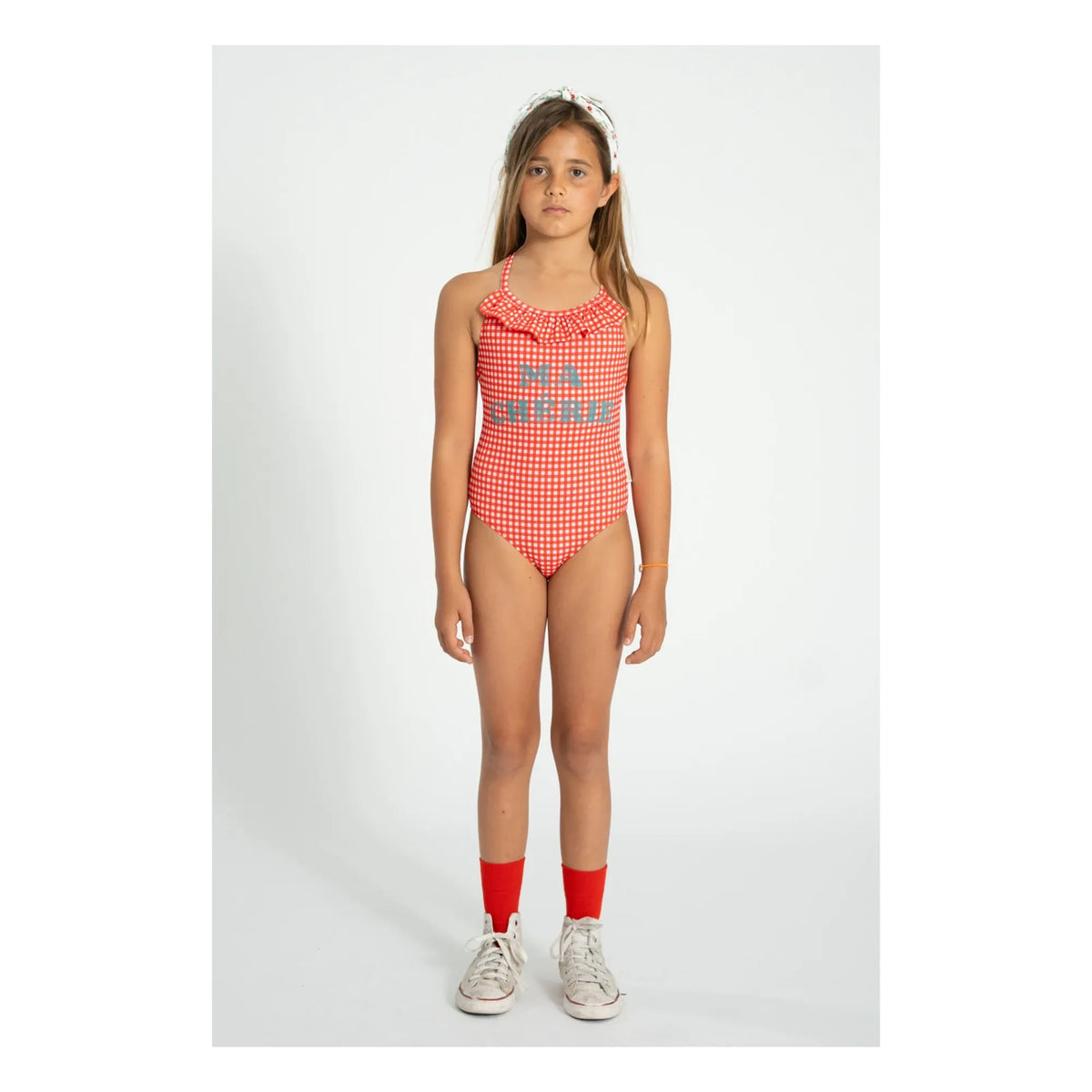 Piupiuchick - Ma Chérie Recycled Fiber Checked Swimsuit | Red