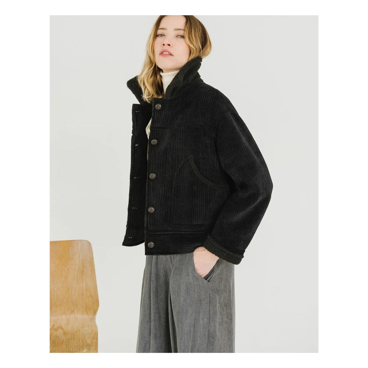 Tinsels - Sheep Velvet Doudou Jacket | Black