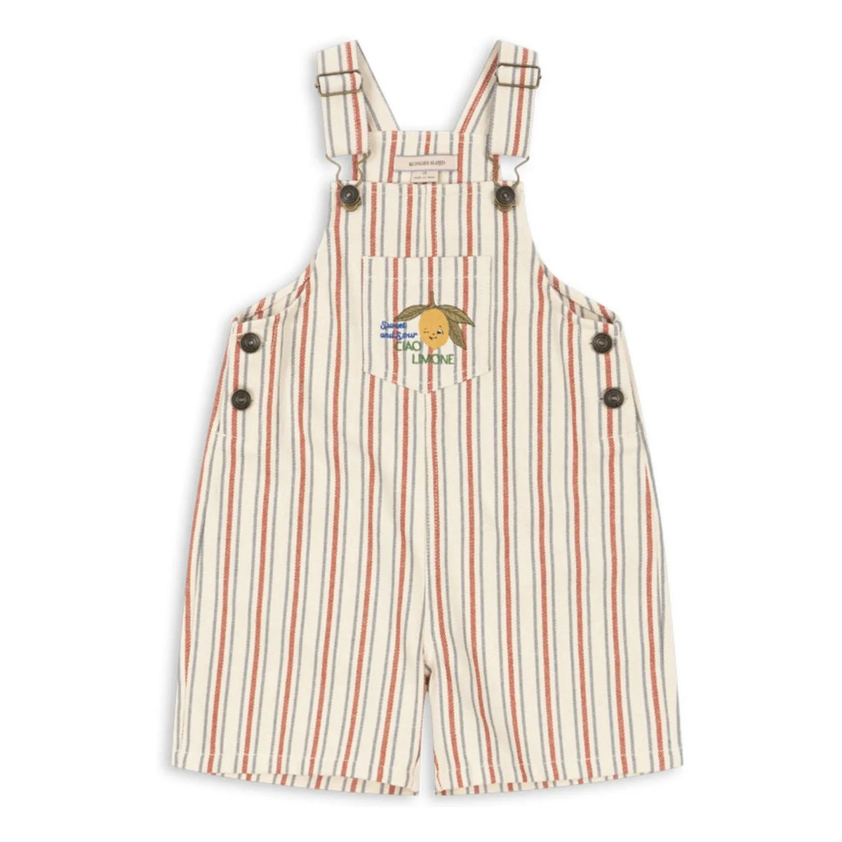 Konges Sløjd - Frankie Striped Organic Cotton Short Dungarees | Beige