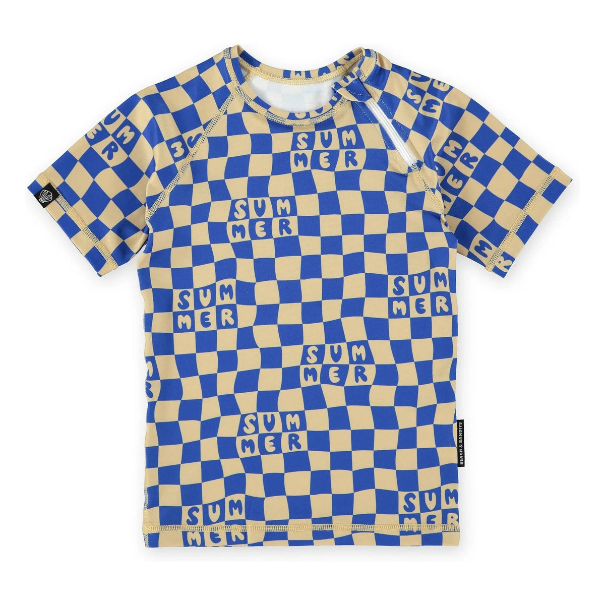 Beach & Bandits - Checkered Yaz UV Protection T-Shirt Made from Recycled Fibers | Navy Blue