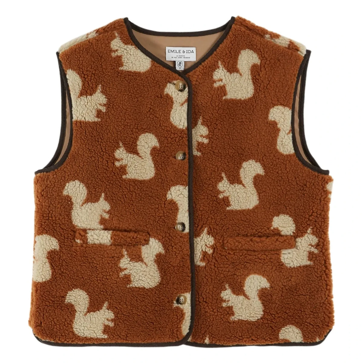 Emile et Ida - Cassis Squirrel Sleeveless Jacket | Camel