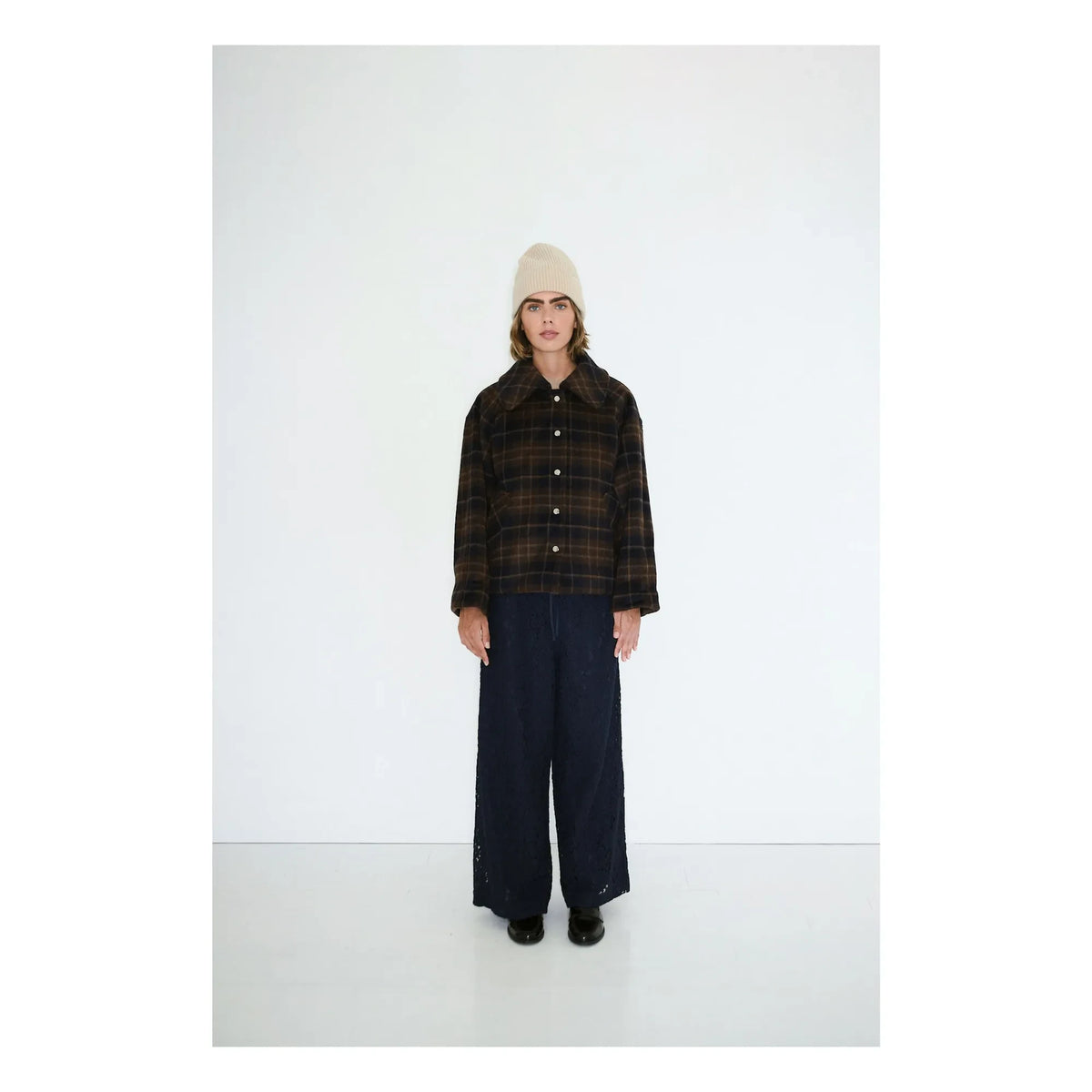 The Tiny Big Sister - Carreaux Wool Coat | Brown