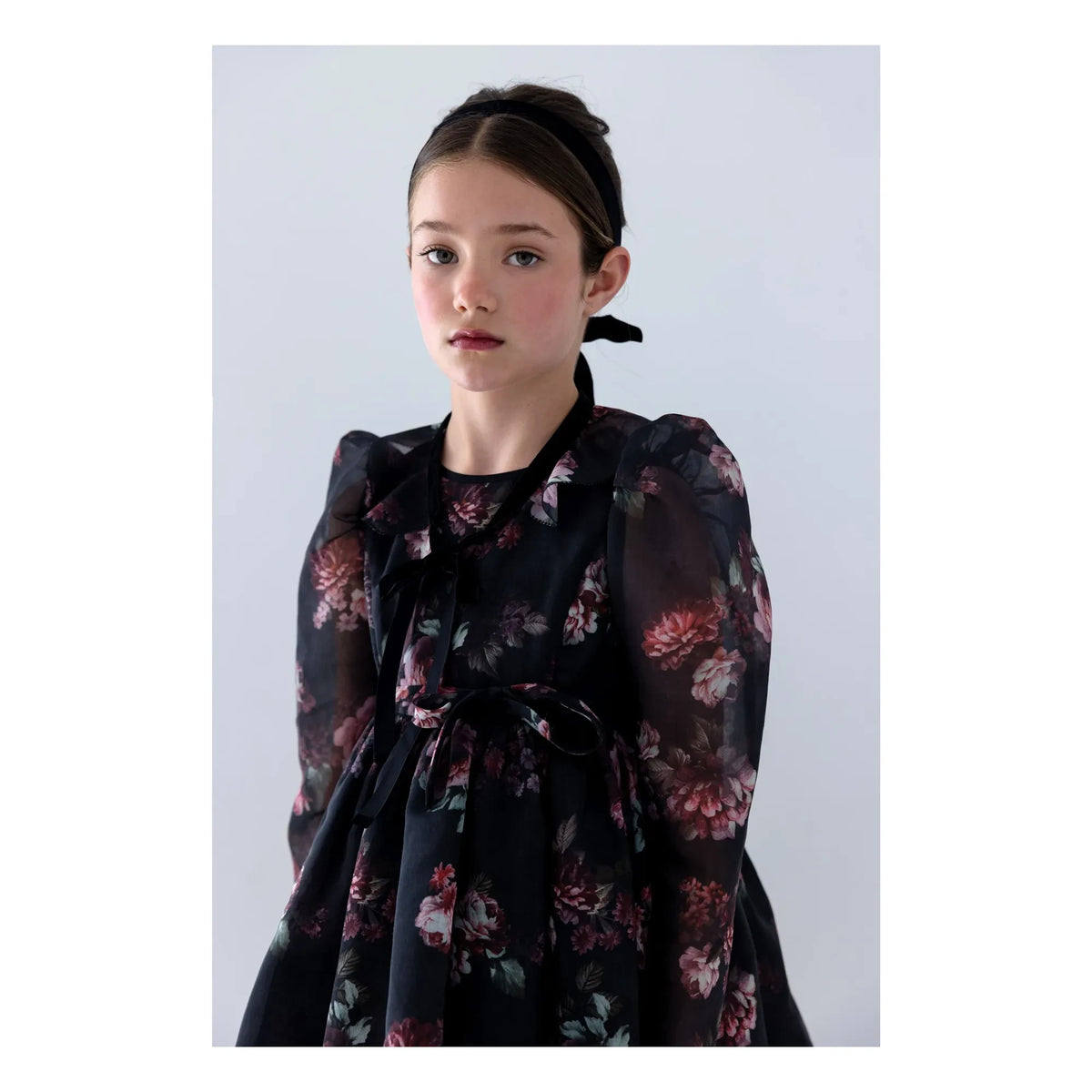 petite Amalie - Organza floral dress | Black
