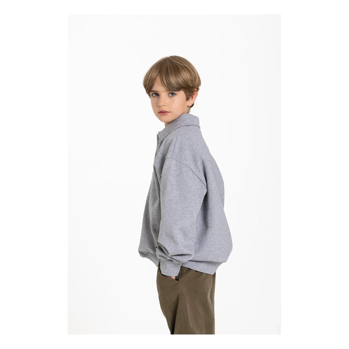 Hundred Pieces - Phoenix Pretzel Organic Cotton Polo Shirt | Heather grey