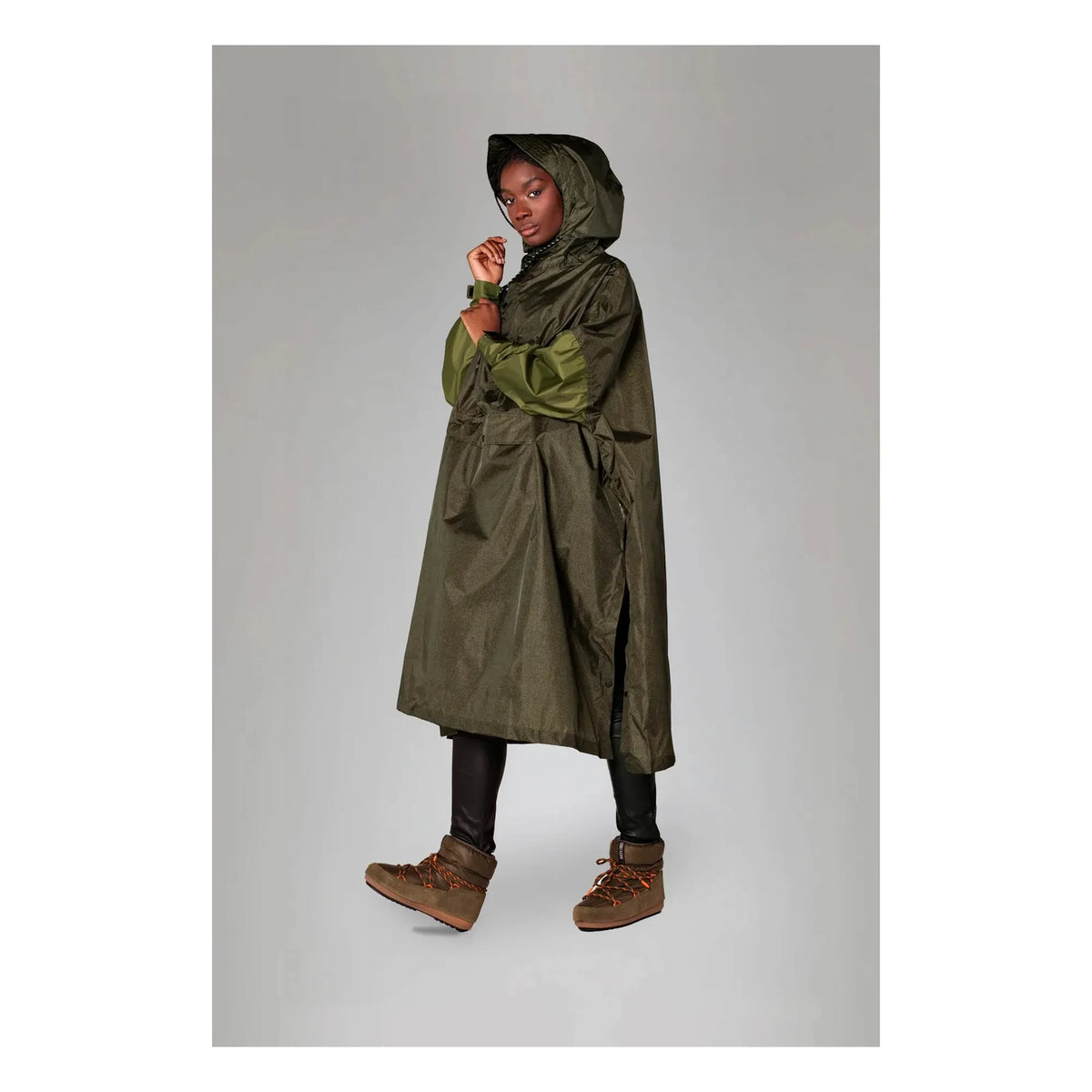 Rainkiss - Herringbone Raincoat Cape - Women's Collection | Brown