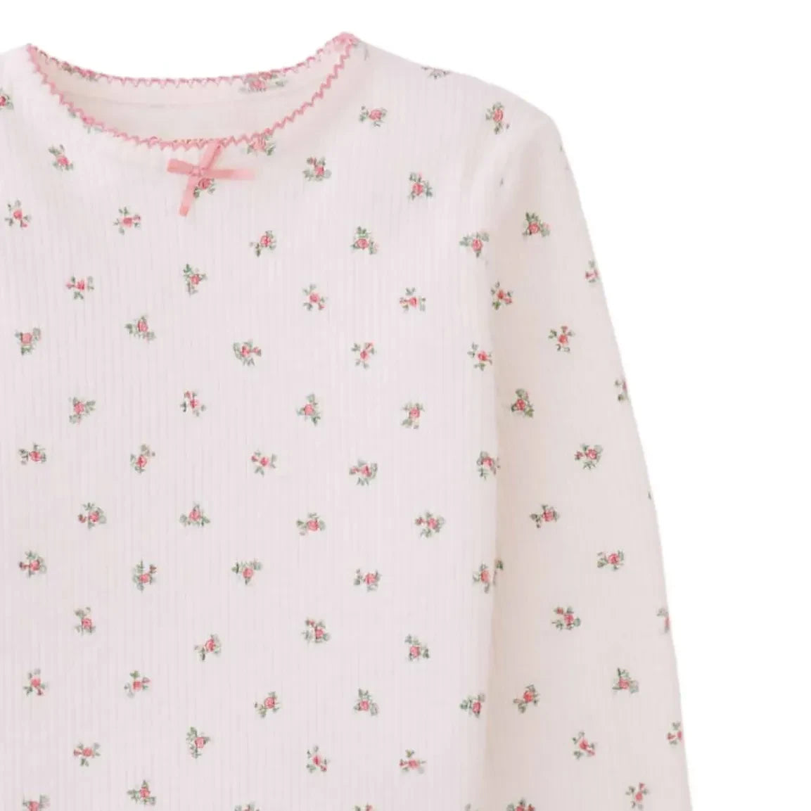 Gingersnaps - Marcella Floral Pattern Ribbed T-Shirt | Ecru
