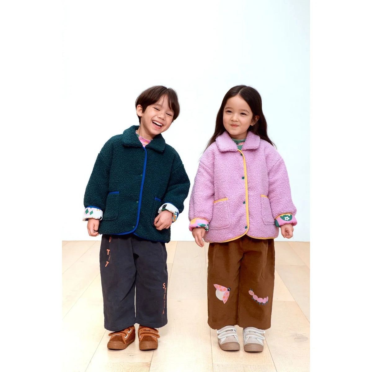 Petit Stella - Reversible Owl Sherpa Jacket | Pink