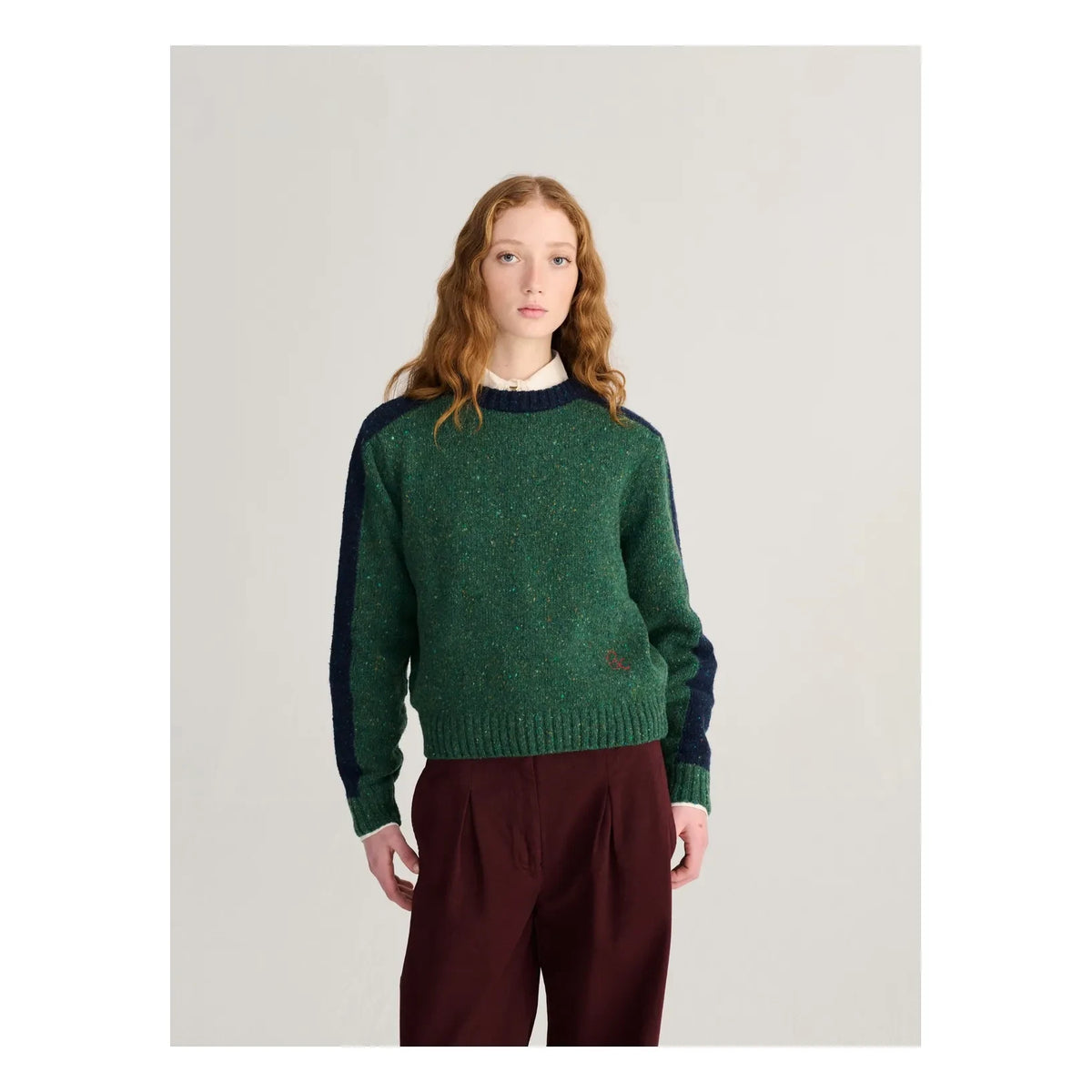 Bobo Choses - Color Block Wool Sweater | Dark Green