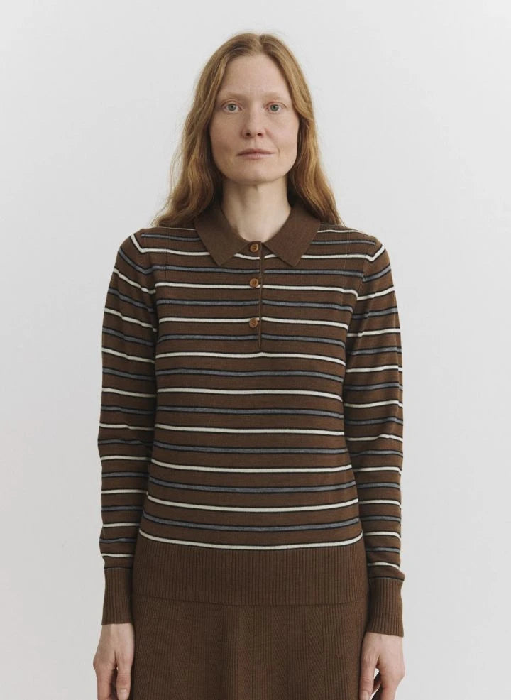 FUB - Long Sleeve Striped Polo T-Shirt