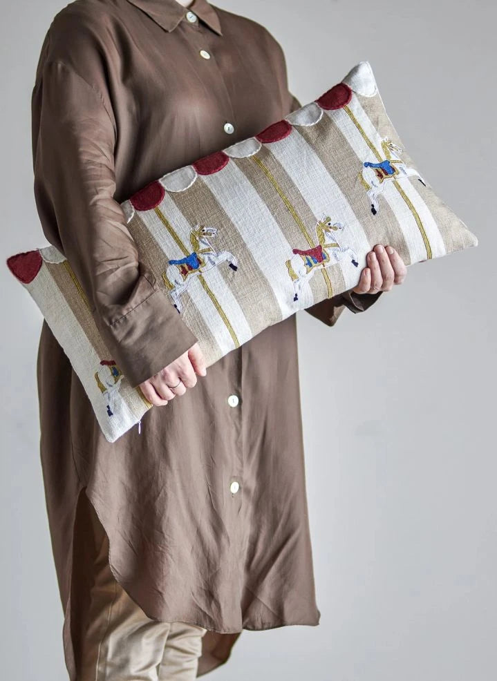 Bloomingville Mini - Merry-Go-Round Rectangular Pillow | Beige