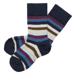 FUB - 2 Pair Striped Wool Sock Set | Navy