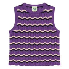 FUB - Wave Patterned Merino Wool Pointelle Top | Purple