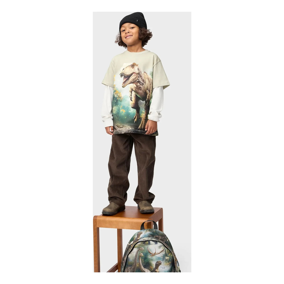 Molo - Riley Dinosaur Organic Cotton T-Shirt | Beige
