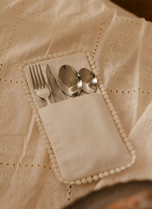 Olsson & Jensen - Eleonora Embroidered Tablecloth | Ecru