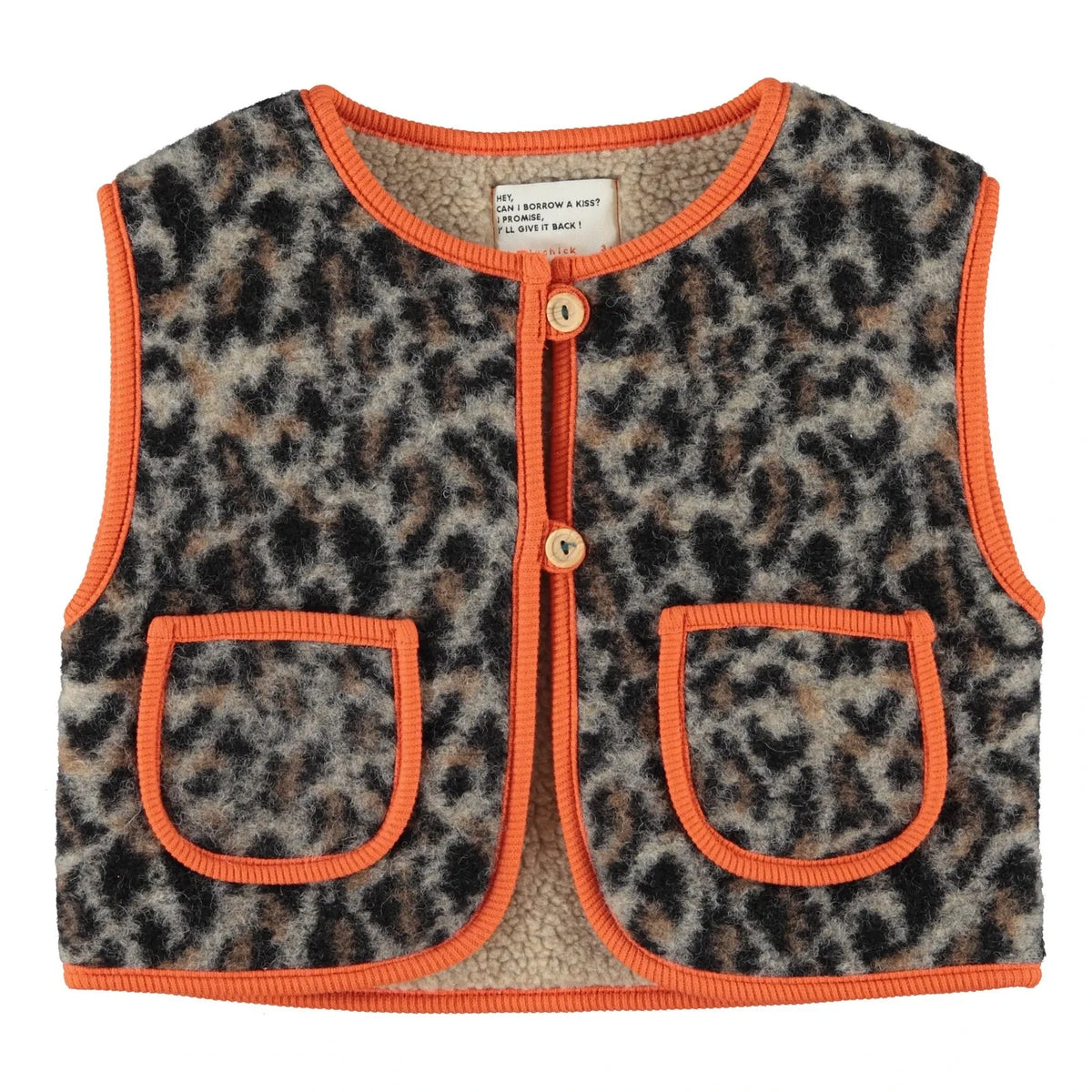 Piupiuchick - Leopard Sherpa Sleeveless Jacket | Beige