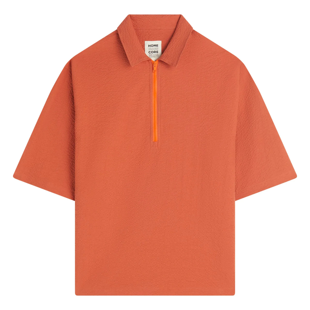 Homecore - Tajima Seer Zip Polo | Brick Red