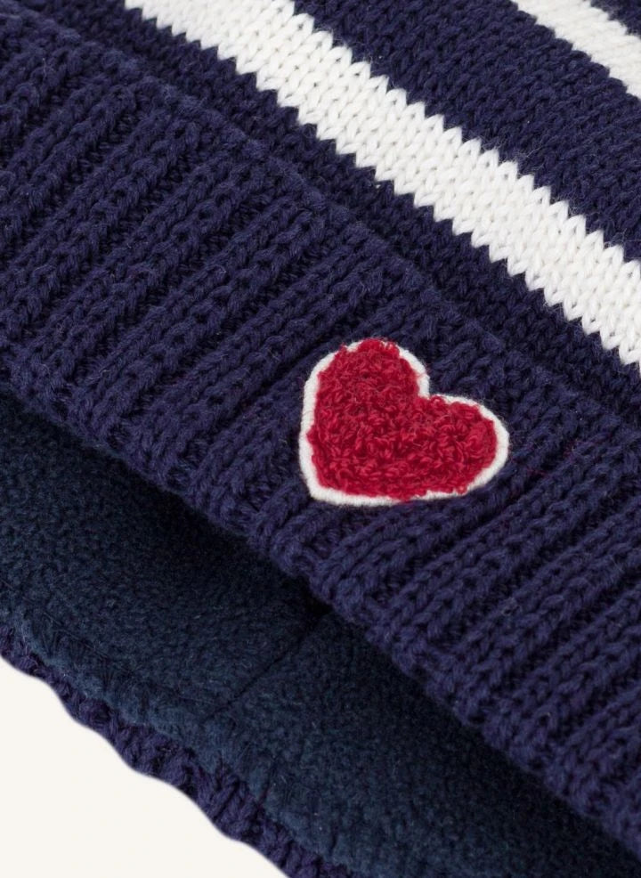 Petit Bateau - Organic cotton heart beanie | Night blue