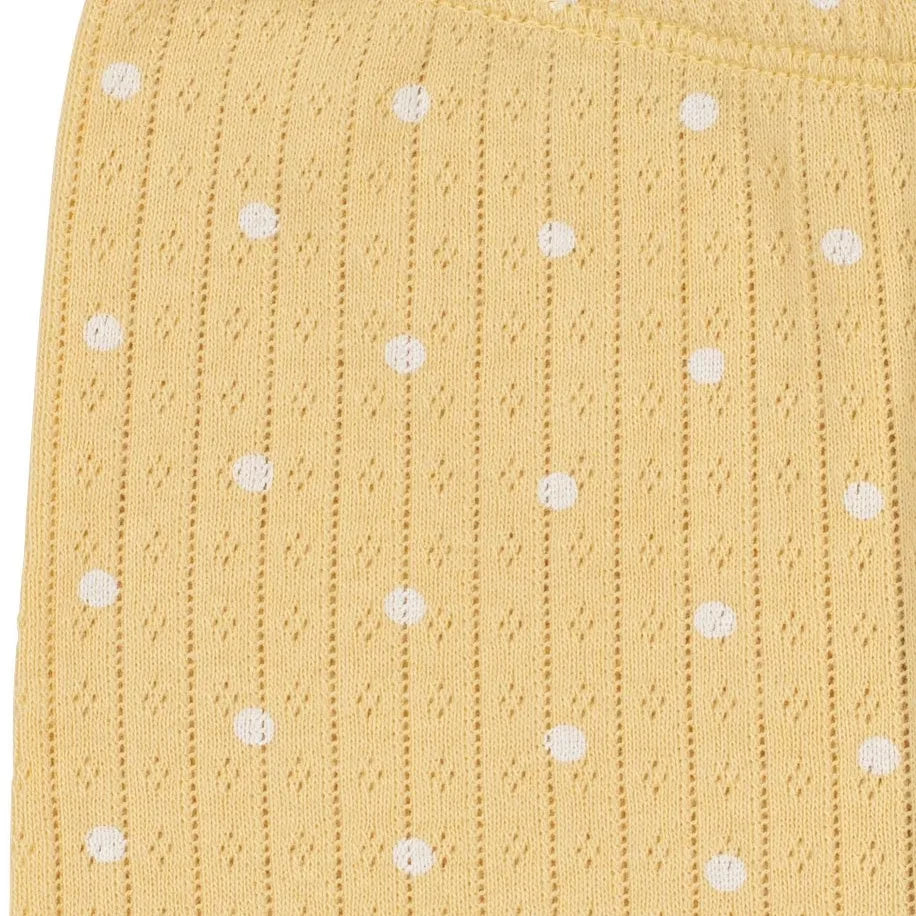 Konges Sløjd - Minnie Polka Dot Pointelle Tights, Organic Cotton | Yellow