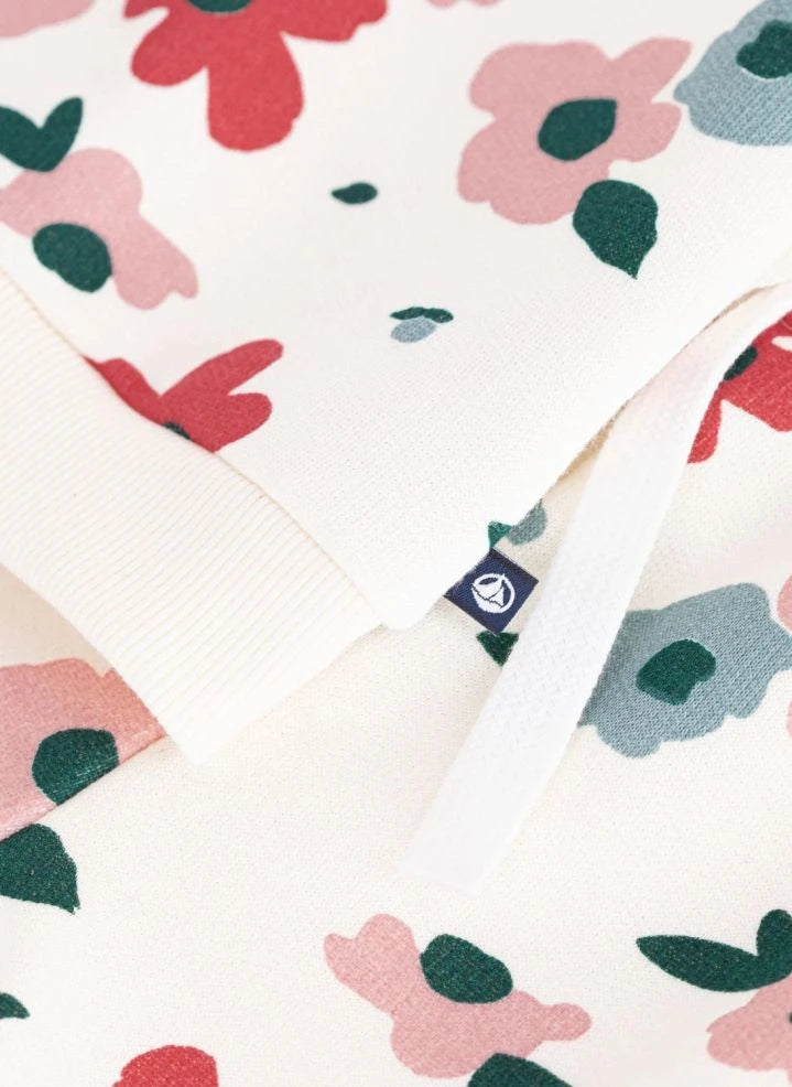 Petit Bateau - Organic cotton floral sweatshirt and jogger set | Ecru