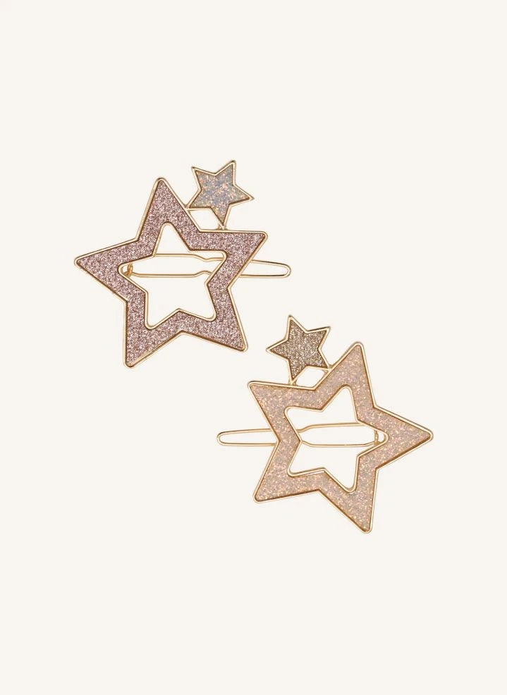 Mimi & Lula - Pack of 2 Glitter Star Clips | Pink