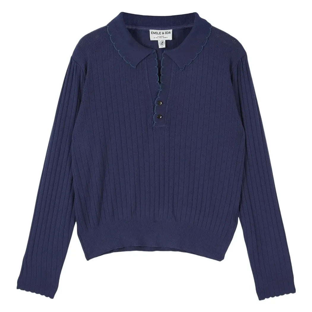 Emile et Ida - Polo Erano Pointelle | Navy