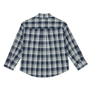brunobruno nation - Virgil Checkered Organic Cotton Shirt | Navy