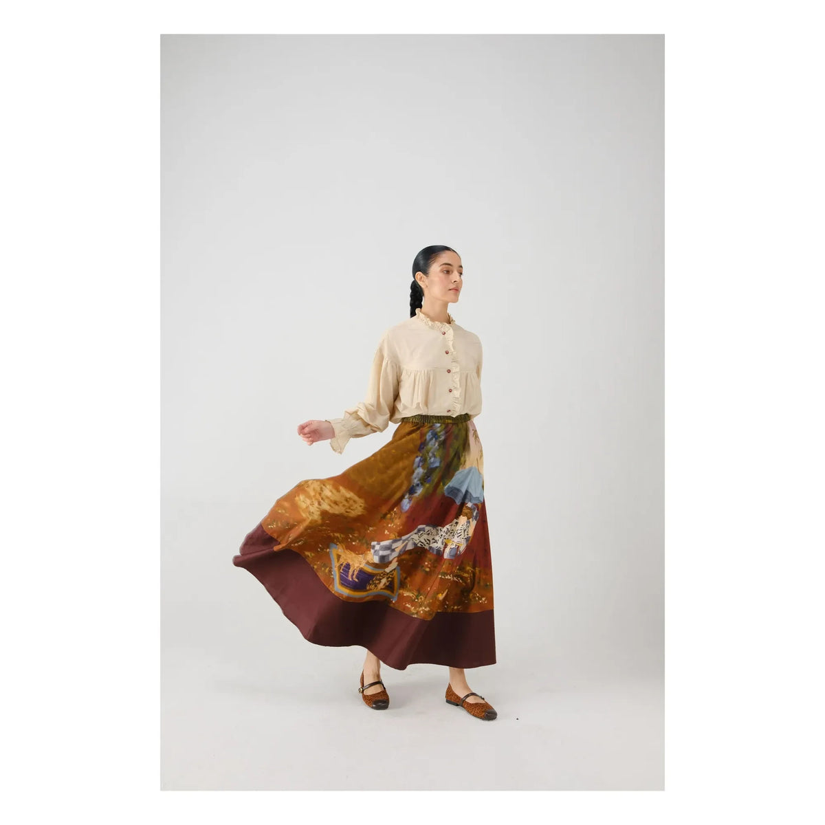 CORD - Lakeside Skirt Cotton Satin | Burgundy