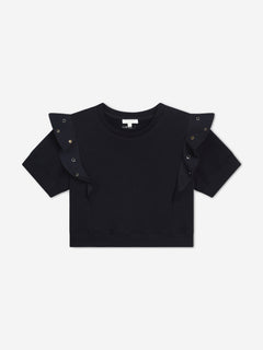 Chloé Girls Ruffle Sweatshirt in Navy