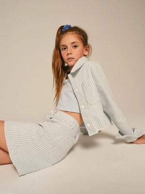 DL1961 Girls Jenny Striped Mini Skirt in Blue
