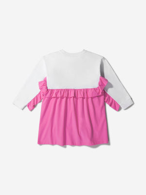 PUCCI Girls Cotton Ruffle Trim Logo Dress