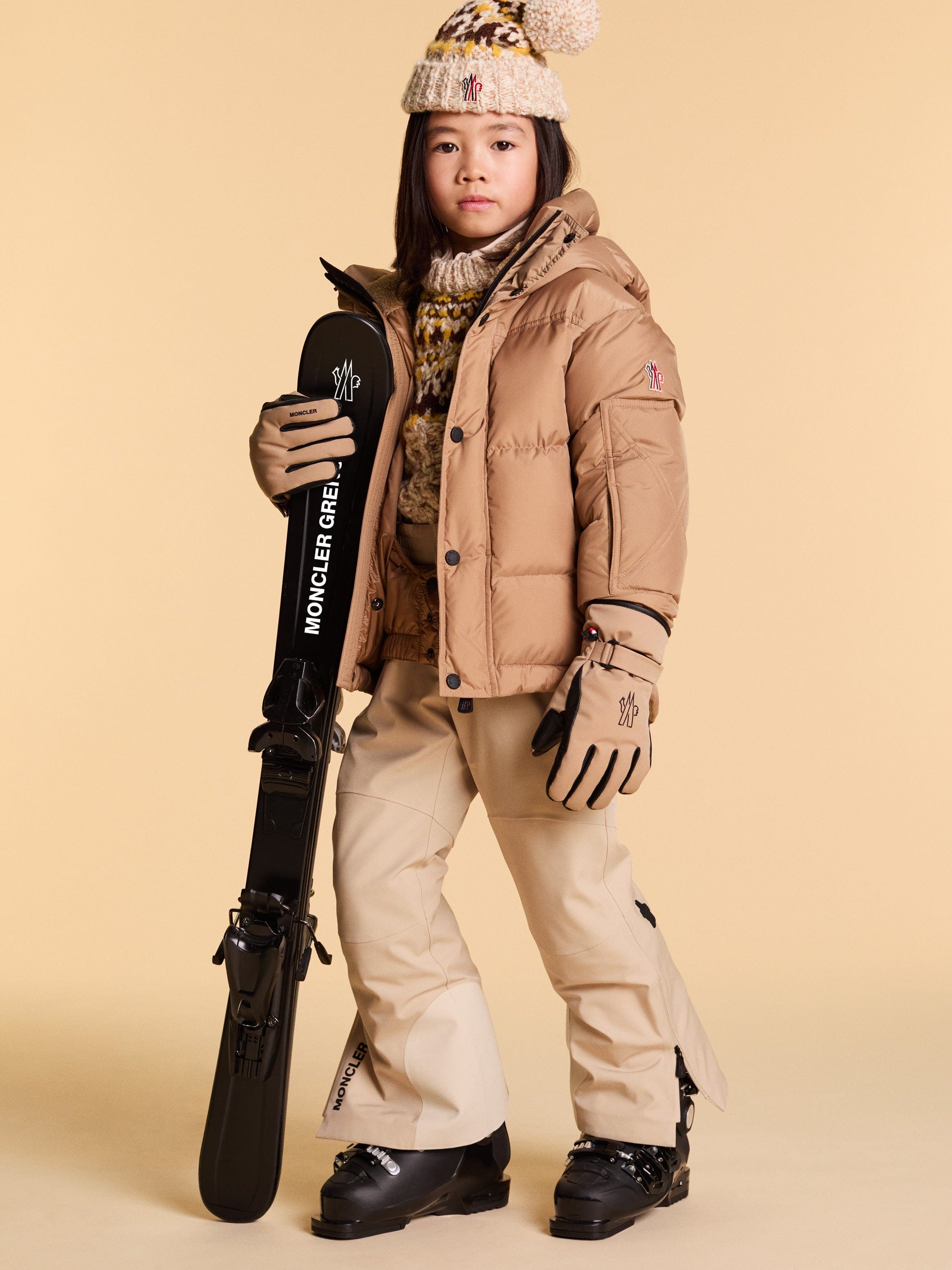Moncler Enfant Kids Grenoble Kasanka Down Padded Jacket in Beige