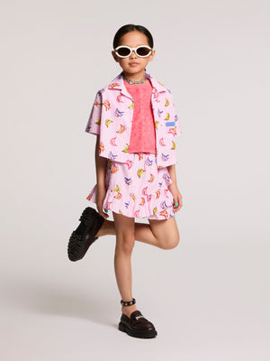 Palm Angels Girls AOP Bananas Mini Skirt in Pink