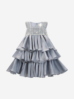 Maison Ava Girls Lumi Icy Occasion Dress in Grey