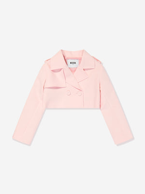 MSGM Girls Technical Fabric Jacket in Pink